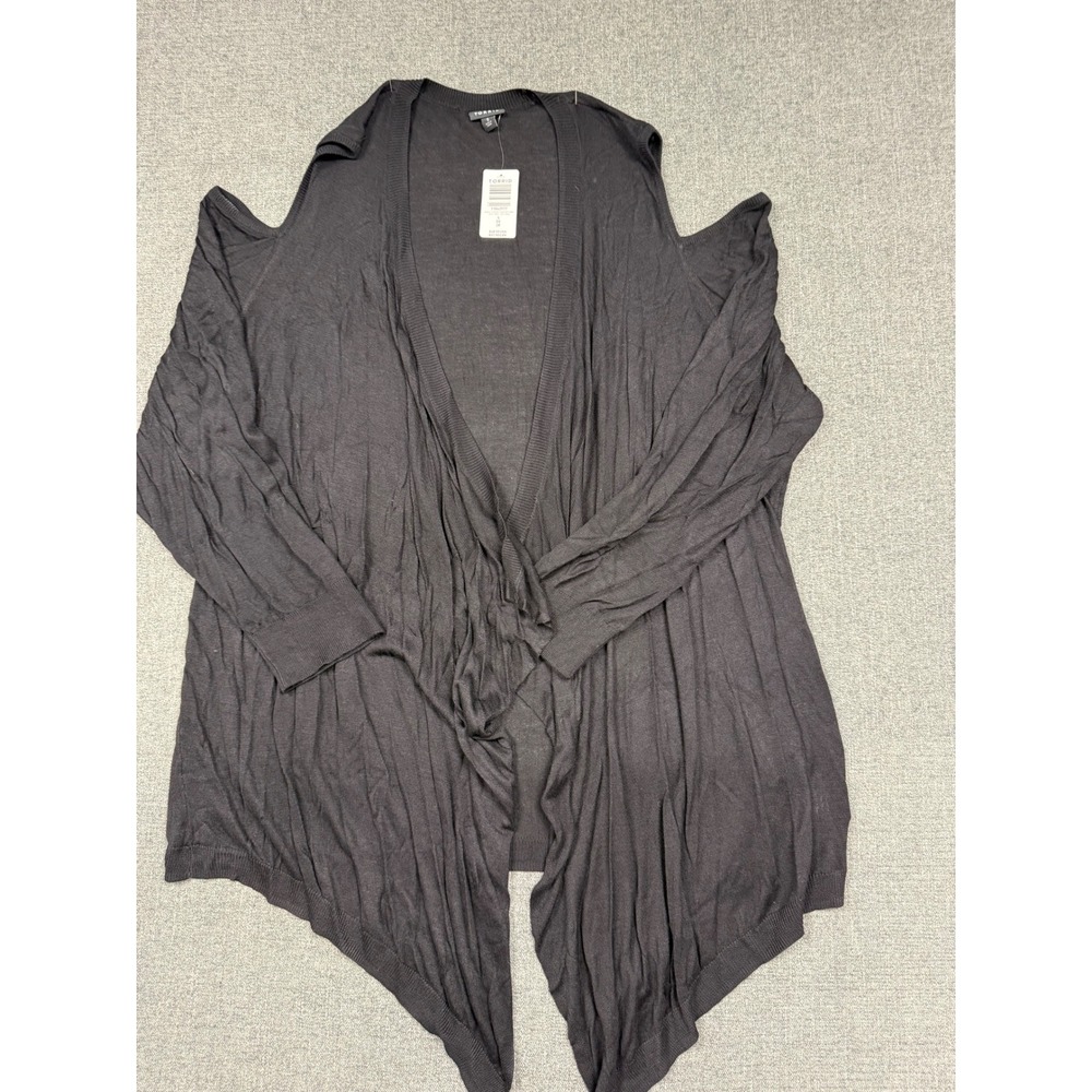 Torrid Womens 5X Black Cold Shoulder Draped Open Front Cardigan 11843977 NEW